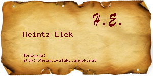 Heintz Elek névjegykártya
